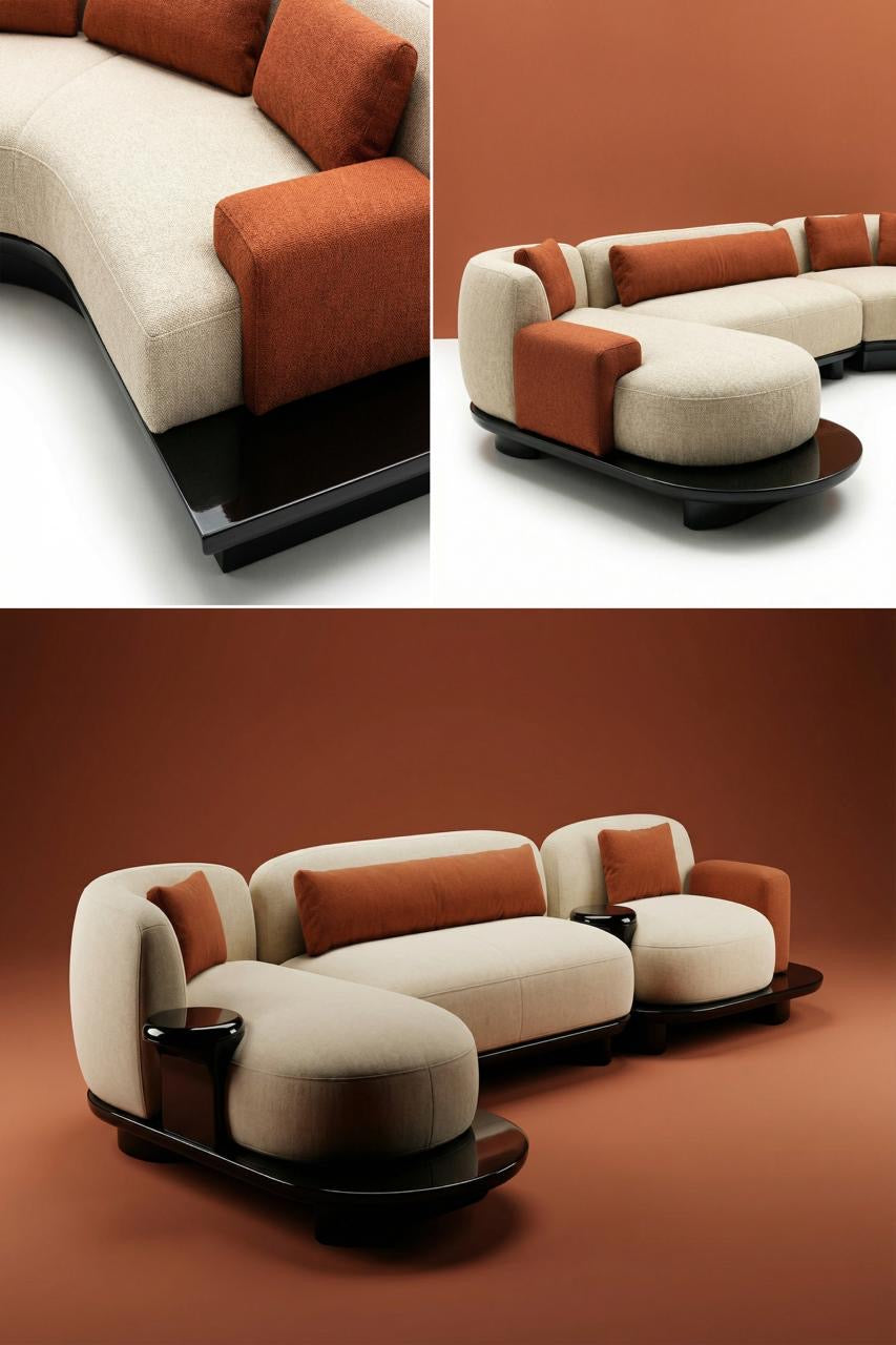 CURVED L-SHAPE MODULAR SOFA