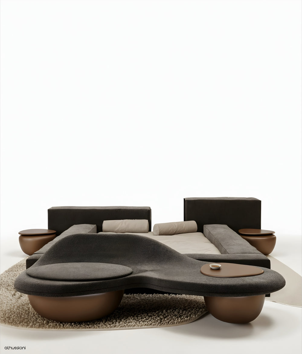 DUNA Bedroom Set - bed, banquette and two nightstands