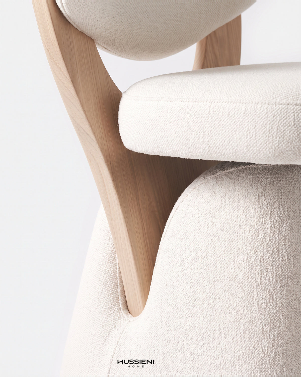 FARFALLA Dining Chair - wood and boucle detail
