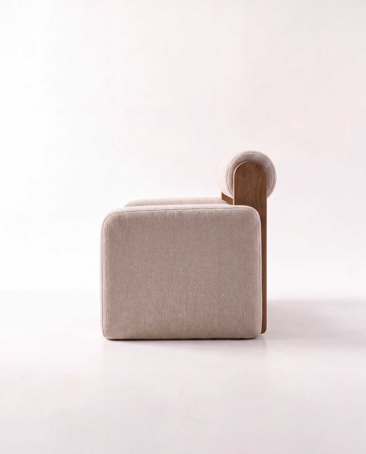 ROLLO Oak Lounge Chair in ivory boucle with oak supports