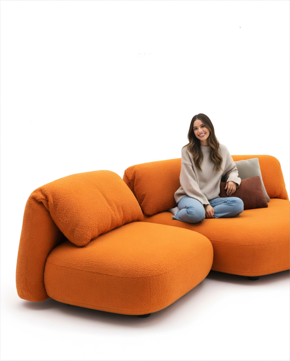 NIMBO Modular Cloud Sofa - burnt orange boucle