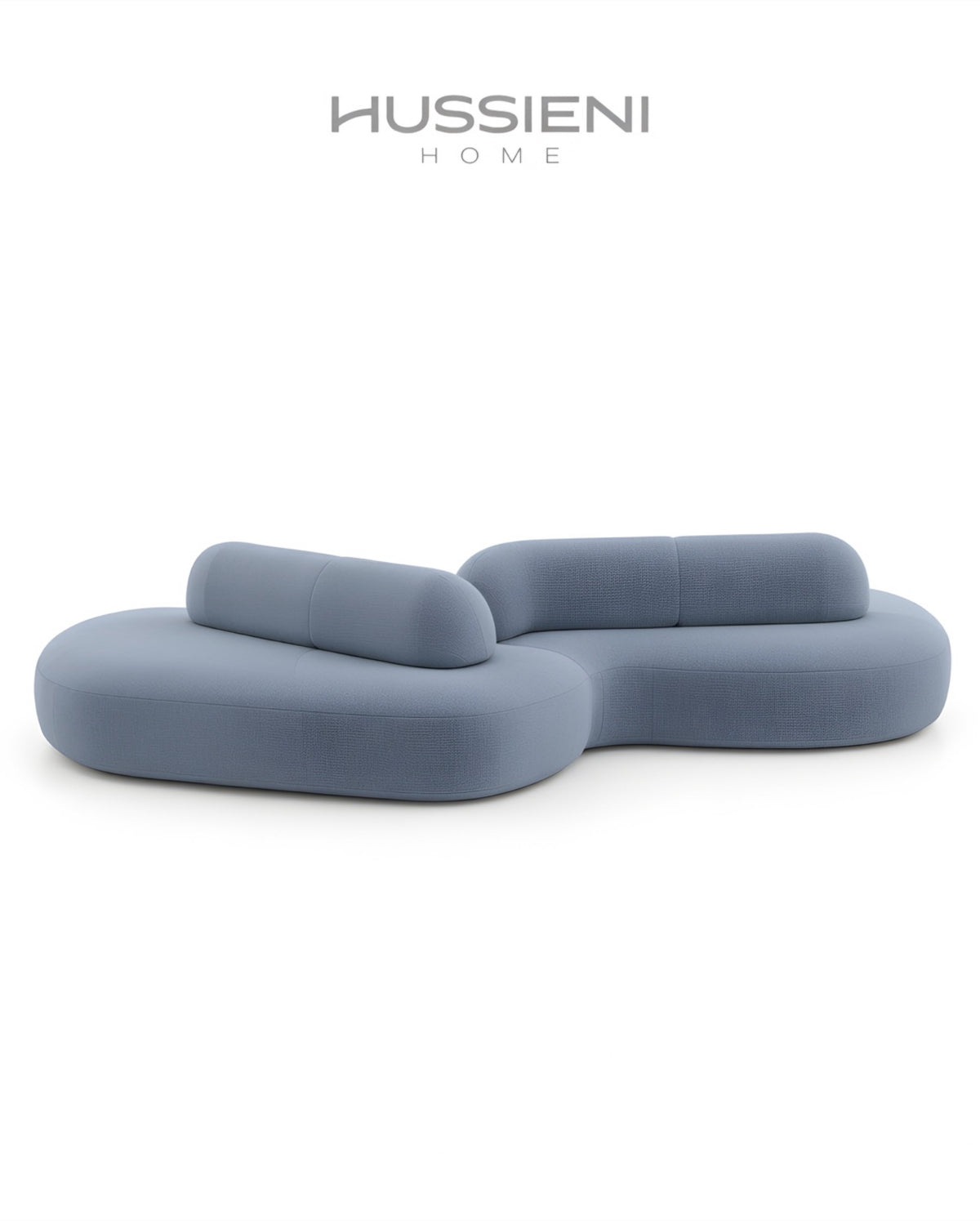 ONDA Sculptural Modular Sofa in dusty blue textured fabric