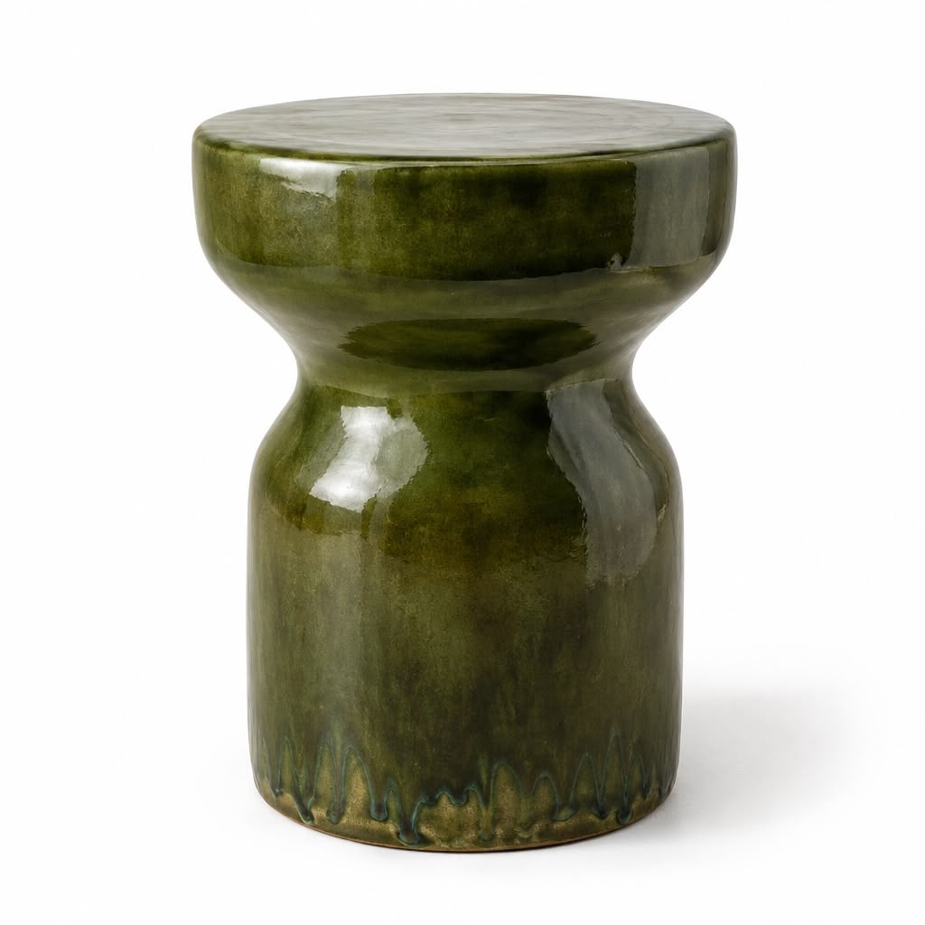 SMERALDO Glazed Ceramic Stool