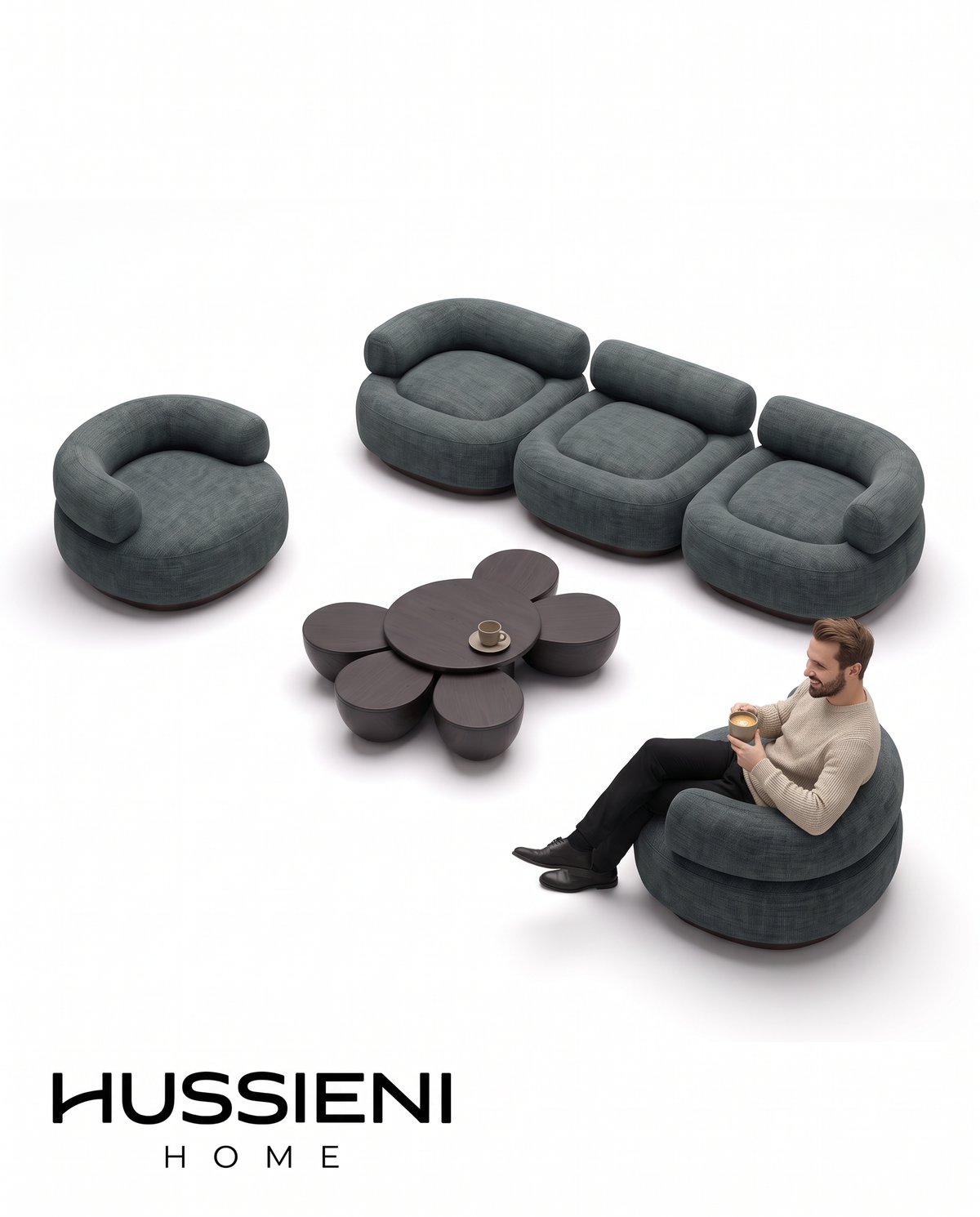 NOCCA Lounge Armchair - shown in use for scale