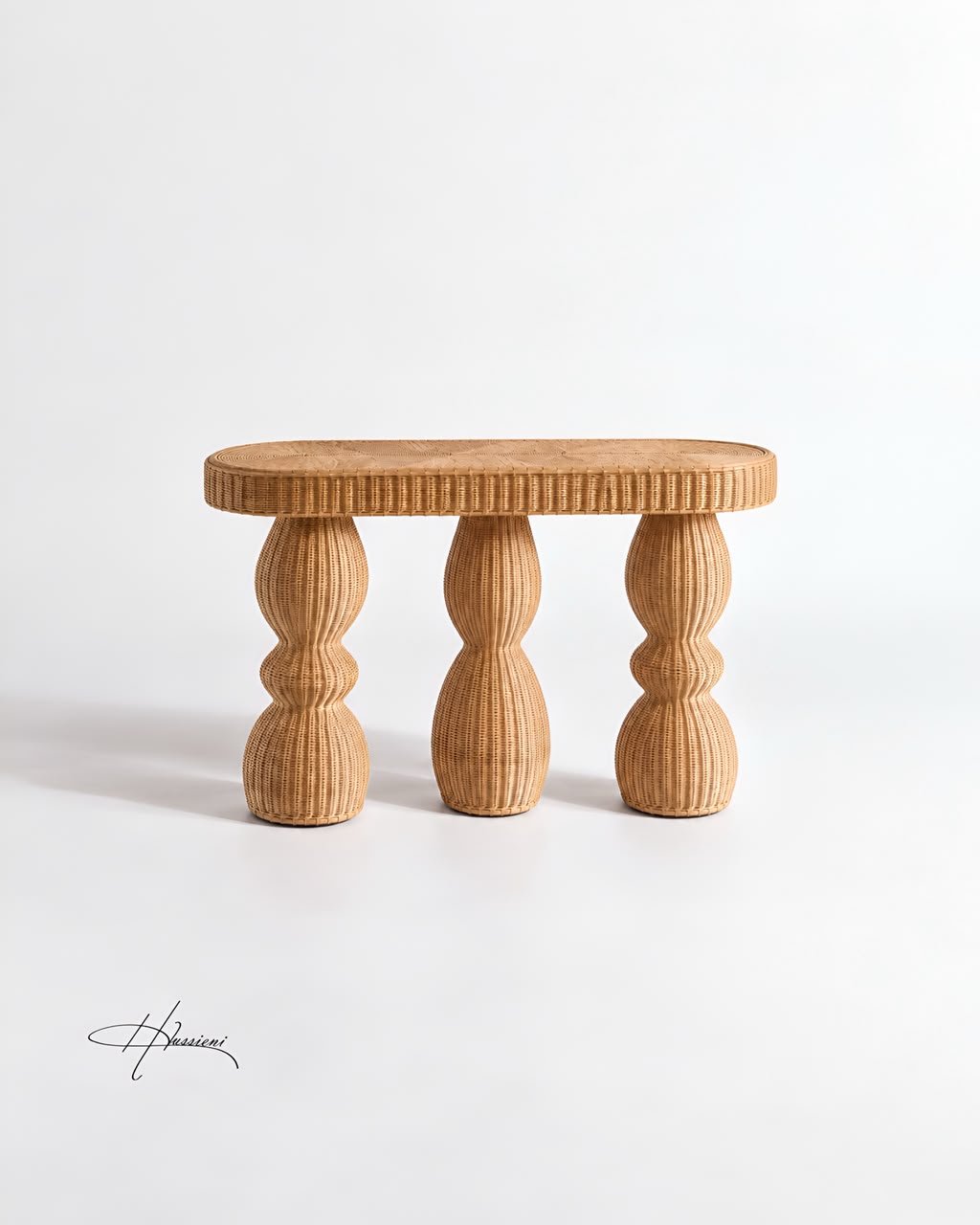 SORA Sculptural Rattan Console