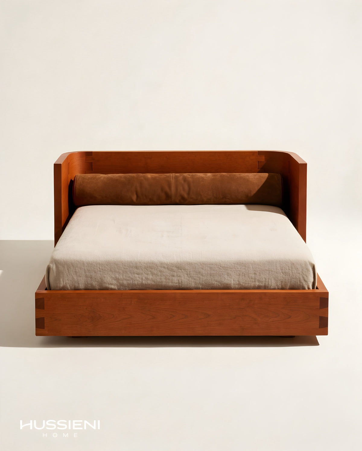 TENON Dovetail Bed - front view with suede bolster