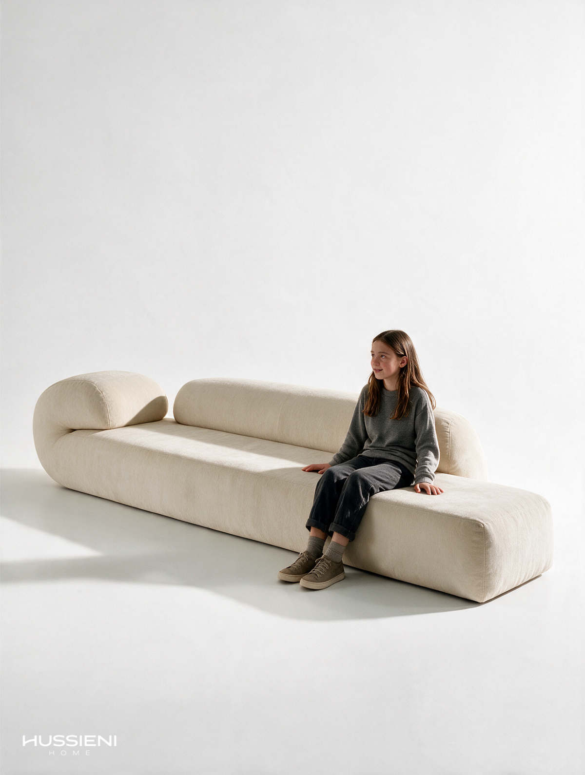RICCIO Scroll Sofa in ivory