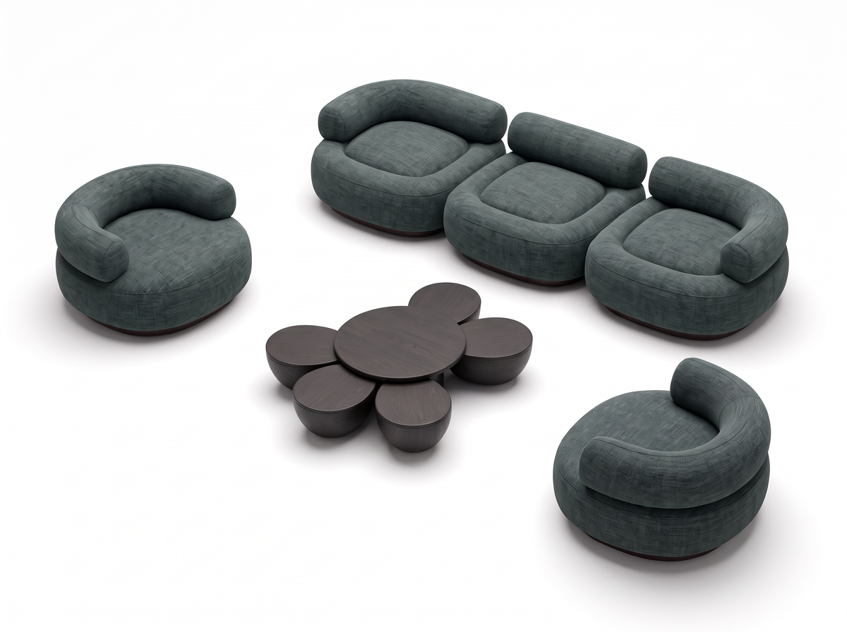 NOCCA Living Room Set - sofa, two armchairs and coffee table