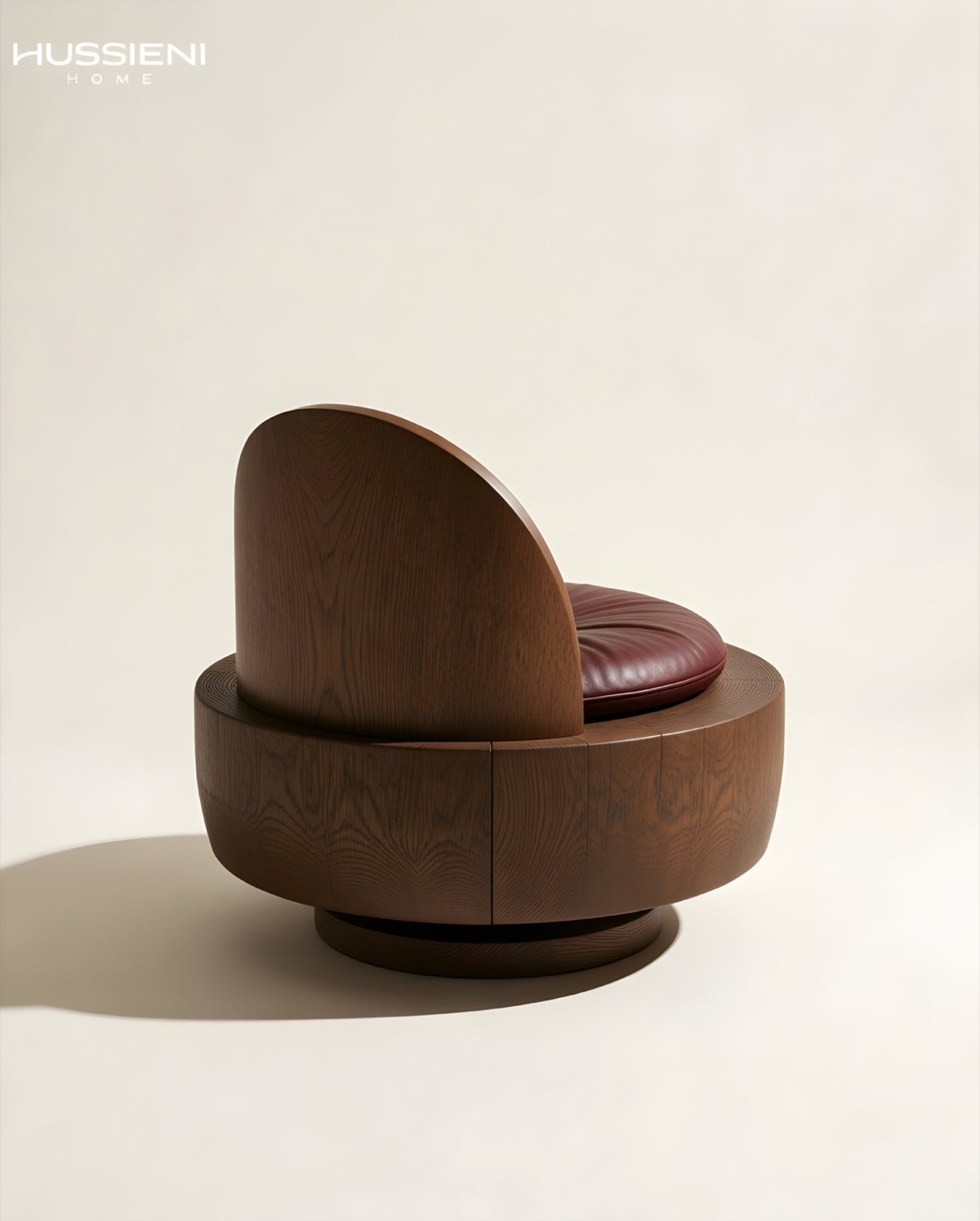 LUNE Swivel Lounge Chair - solid oak detail view