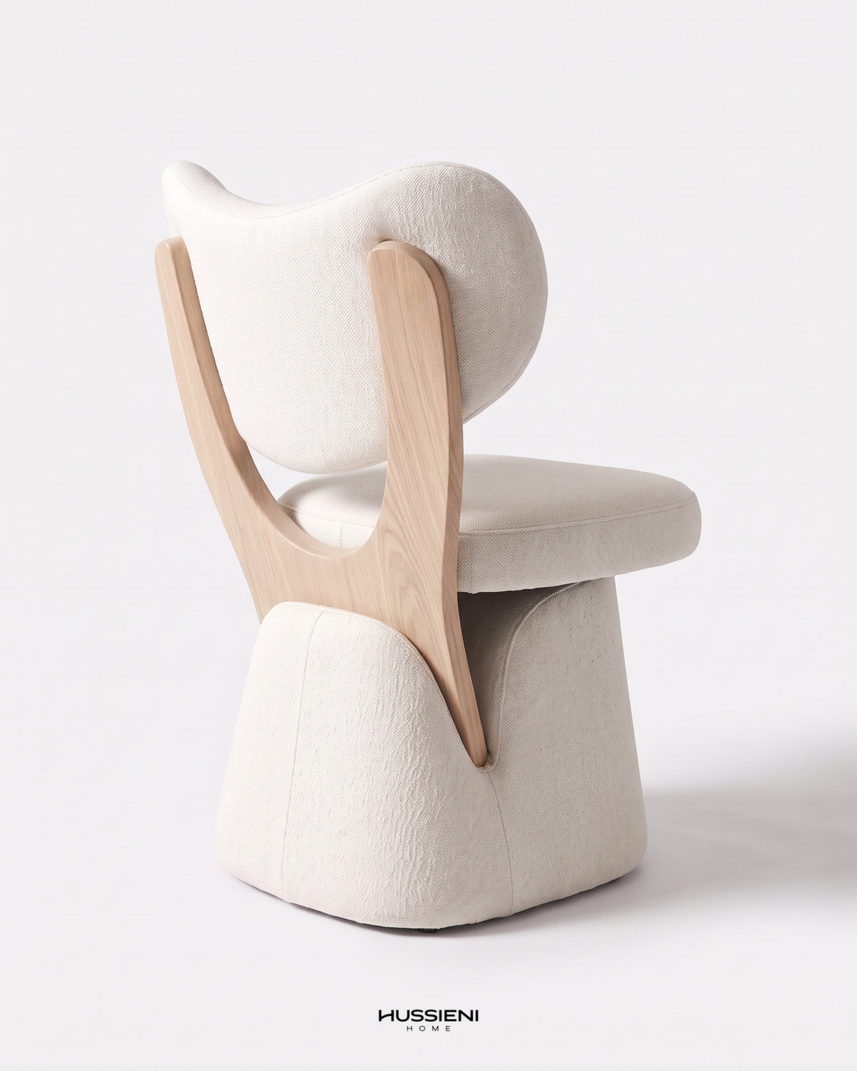 FARFALLA Dining Chair - back view with curved wood frame