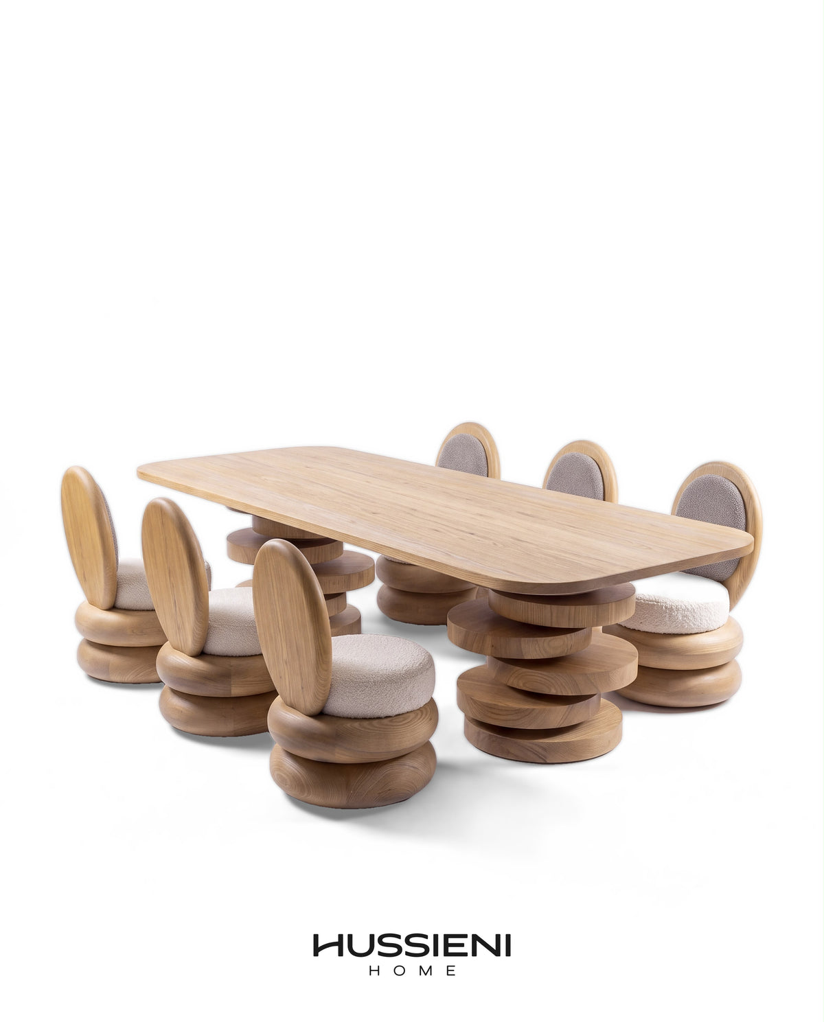 PILA solid ash dining set with 6 chairs