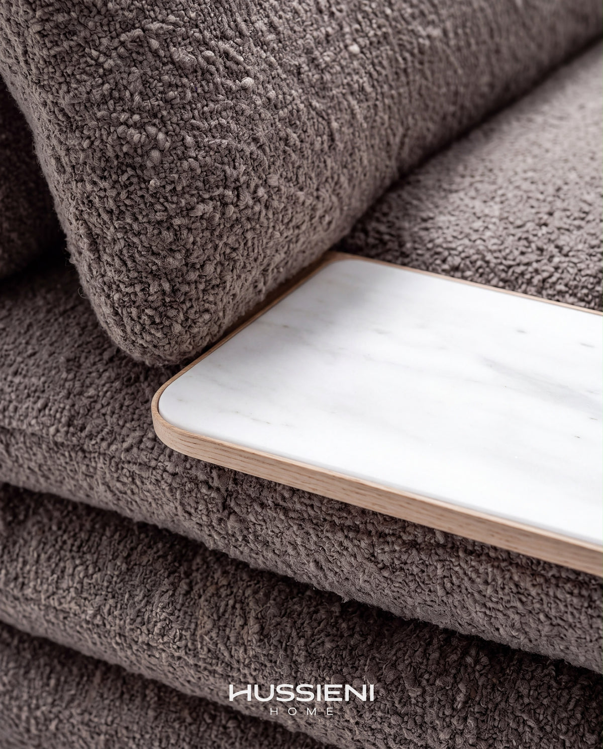PLICO stone-look tray and boucle detail