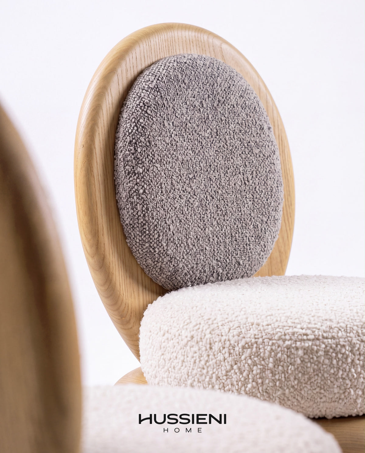 PILA chair backrest and boucle seat detail