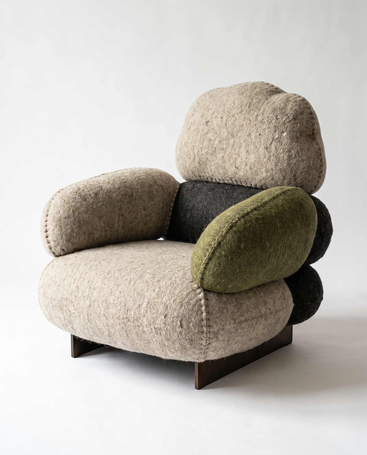 Wool felt boulder armchair