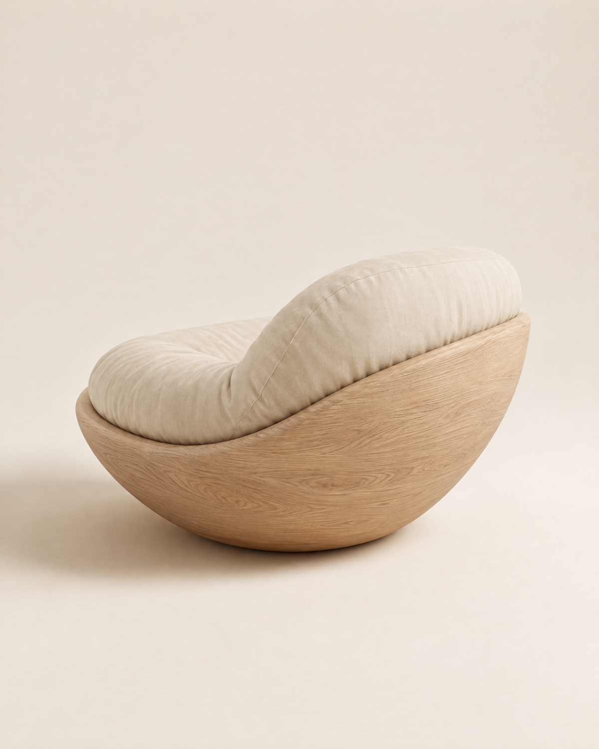 CONCA Carved Wood Lounge Chair - rear three-quarter view