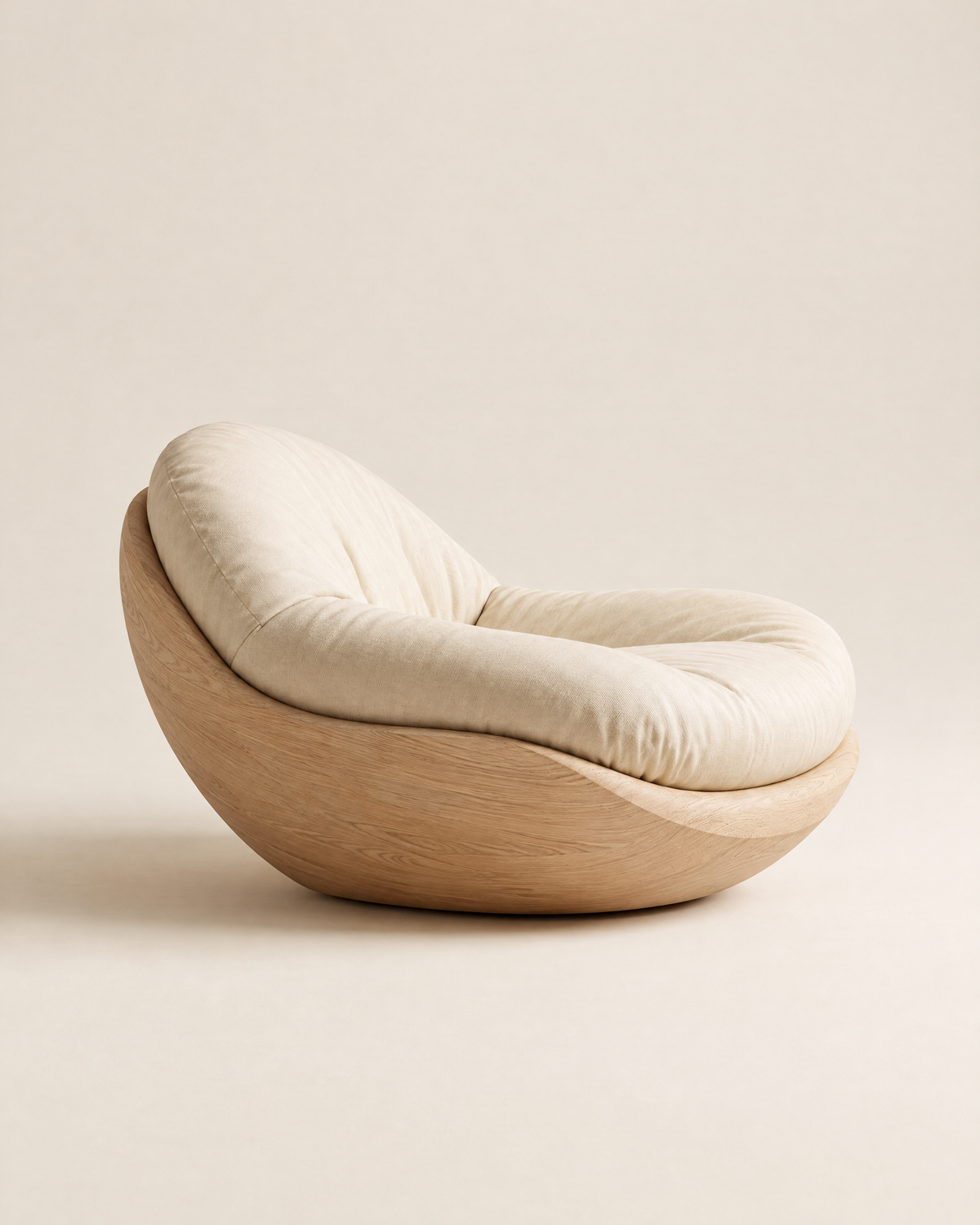 CONCA Carved Wood Lounge Chair - side profile