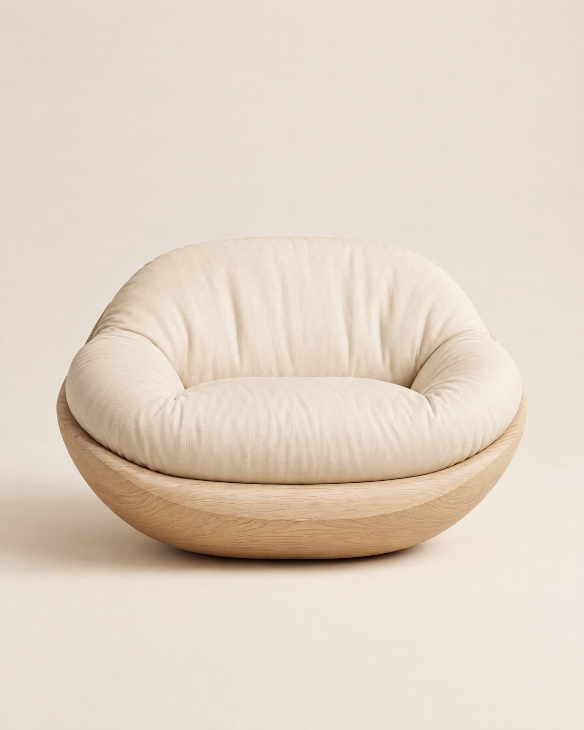 CONCA Carved Wood Lounge Chair - front view